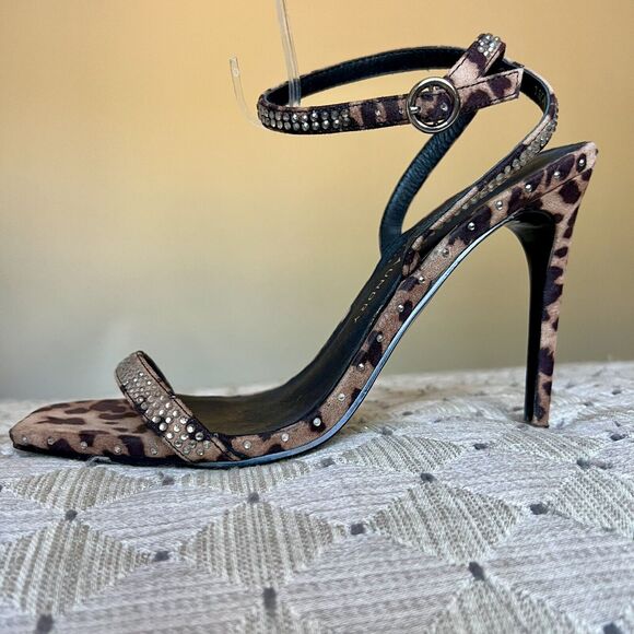 Chinese Laundry Jam Jeweled Leopard Print Stiletto Heel Sandals Women’s 7.5 - Picture 1 of 16